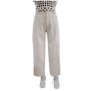 NOMIA NYC Sz 27 Paneled Wide Leg Jeans In Ecru new without tag Designer